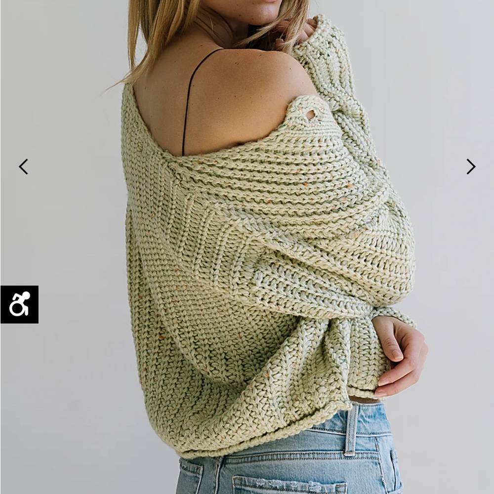 Bohme Chunky Knit Cardigan Sweater in Sage - Picture 2 of 4